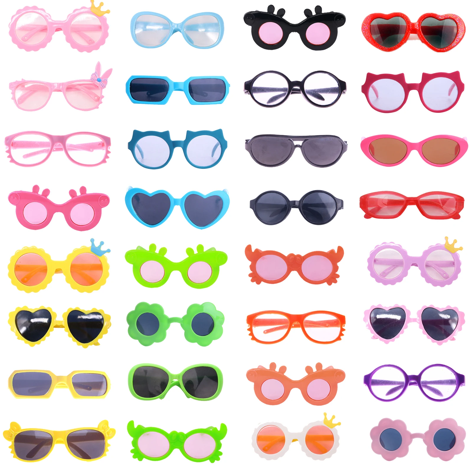 

10Pcs/Set Doll Baby Sunglasses Glasses Fit 18 Inch American Of Girl`s&43Cm Baby New Born Doll Zaps Generation Girl`eyes for toys