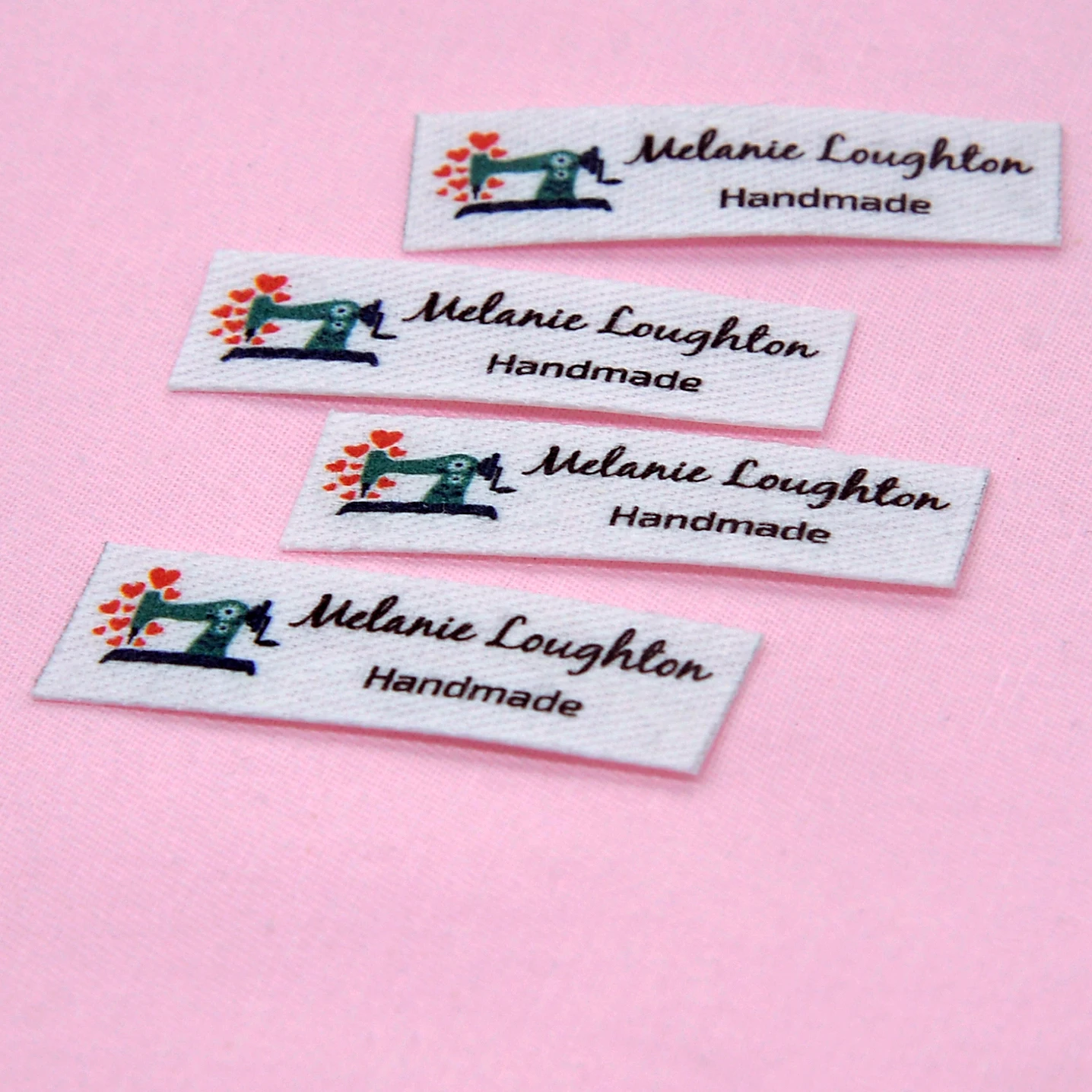 120pieces Custom Iron Labels, Logo or Text, Custom Design, iron on,  Organic Cotton Fabric Name Label，Sewing machine (YT188)