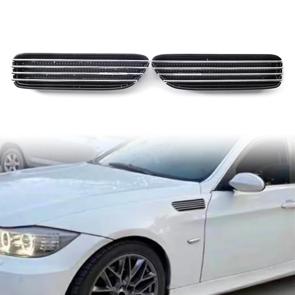 4-Fin Car Side Fender Air Flow Vents Grille ABS Grill For BMW E46 M3 2001 2002 2003 2004 2005 2006 1Pair