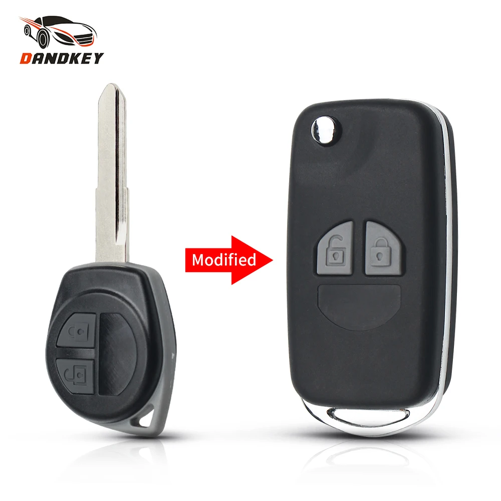 Dandkey Flip For Suzuki Igins Alto SX4 Vauxhall Agila 2005 2006 2008 2009 2010 Uncut HU133R Blade Fob Car Key Shell +Button Pad