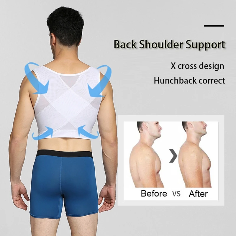 Men Shapewear Tops Gynecomastia Body Shaper Vest Chest Trainer Corset Sexy Men Posture Corrector Compression Shirt Tank Tops