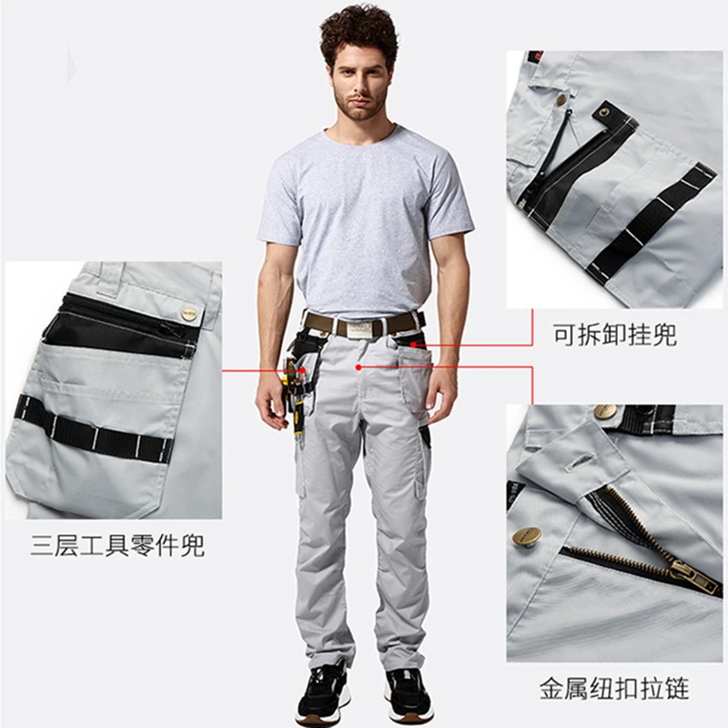 Summer Cargo Pants For Workers Multi-functional Wear-resistant Tool Trousers Factory Labor Uniforms Mechanic Tooling Overalls F3