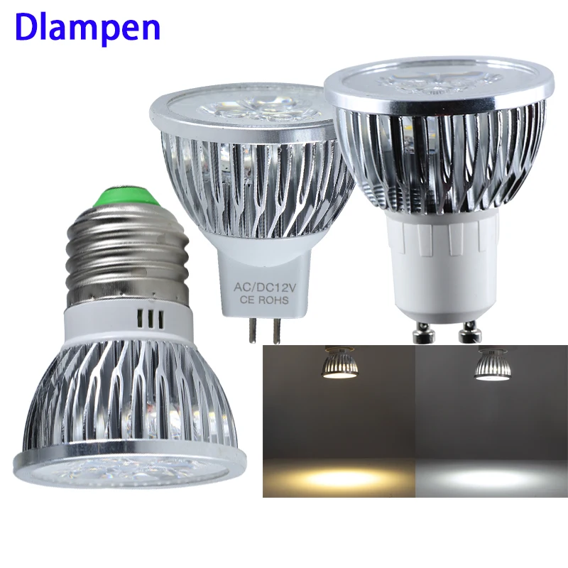 Bombilla MR16 E27 GU10สปอตไลท์ไฟ Led Super 3W 12V 24 V หลอดไฟอลูมิเนียม60องศาโคมเพดานดาวน์ไลท์12 24 V โวลต์ Light