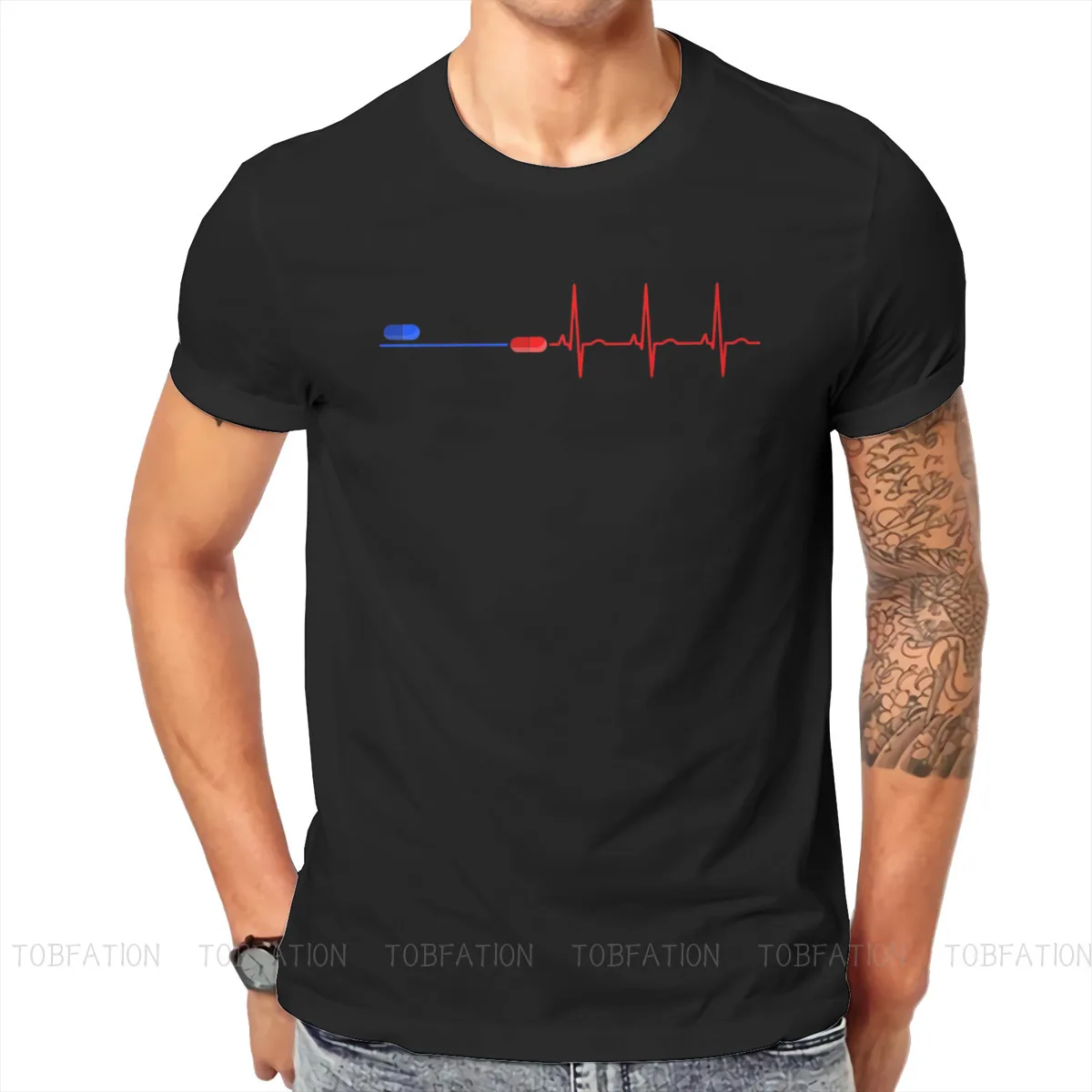 The Matrix Neo Science Fiction Film ECG Blue Pill Red Pill Tshirt Harajuku Graphic Men's Tshirts Tops Big Size Cotton T Shirt