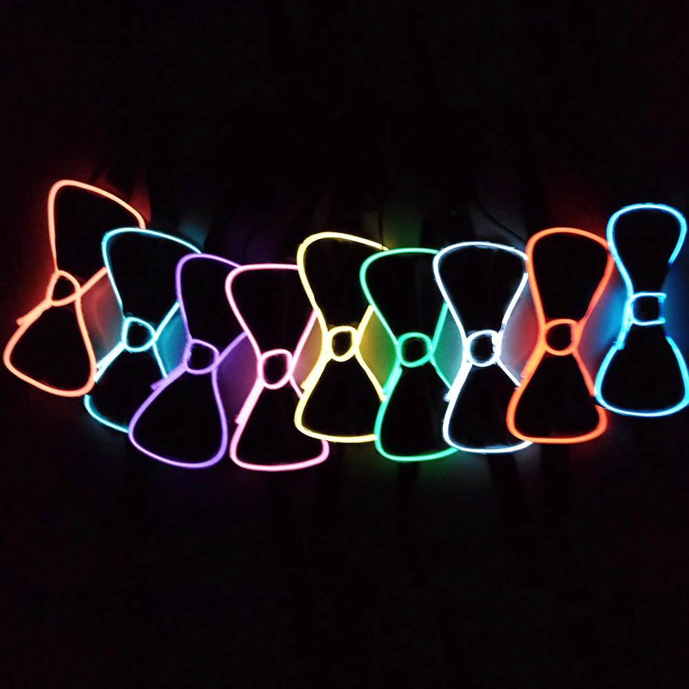 Light Up LED Bow Tie glowing EL wire Bow Tie For DJ,bar,club decoration and Evening Party