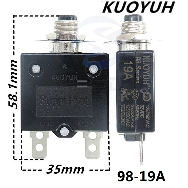 

Circuit Breakers KUOYUH 98 Series 19A Overcurrent Protector Overload Switch