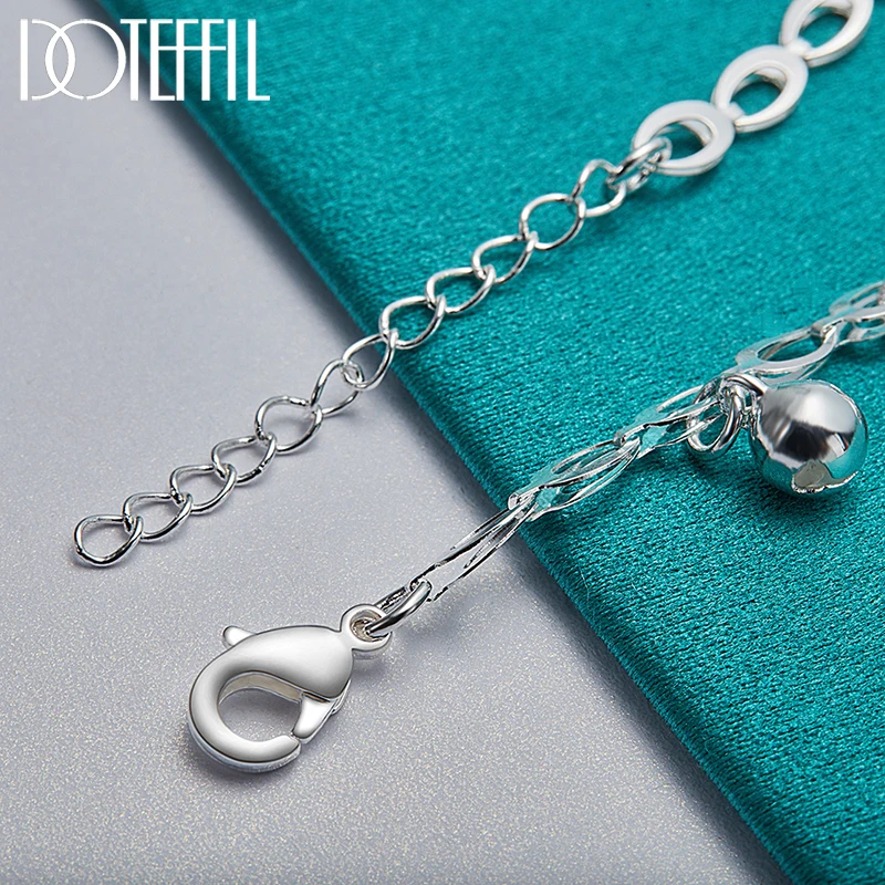 DOTEFFIL 925 Sterling Silver Bead Ball Bell Chain Bracelet For Women Fashion Charm Wedding Engagement Party Jewelry