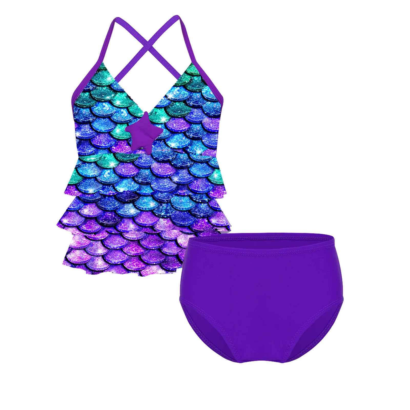 Kids Girls Mermaid Swimsuit Bathing Suit Bikini 2pc Set Swimwear Children's Swimsuit Baby Clothes Summer Beachwear Holiday Sets