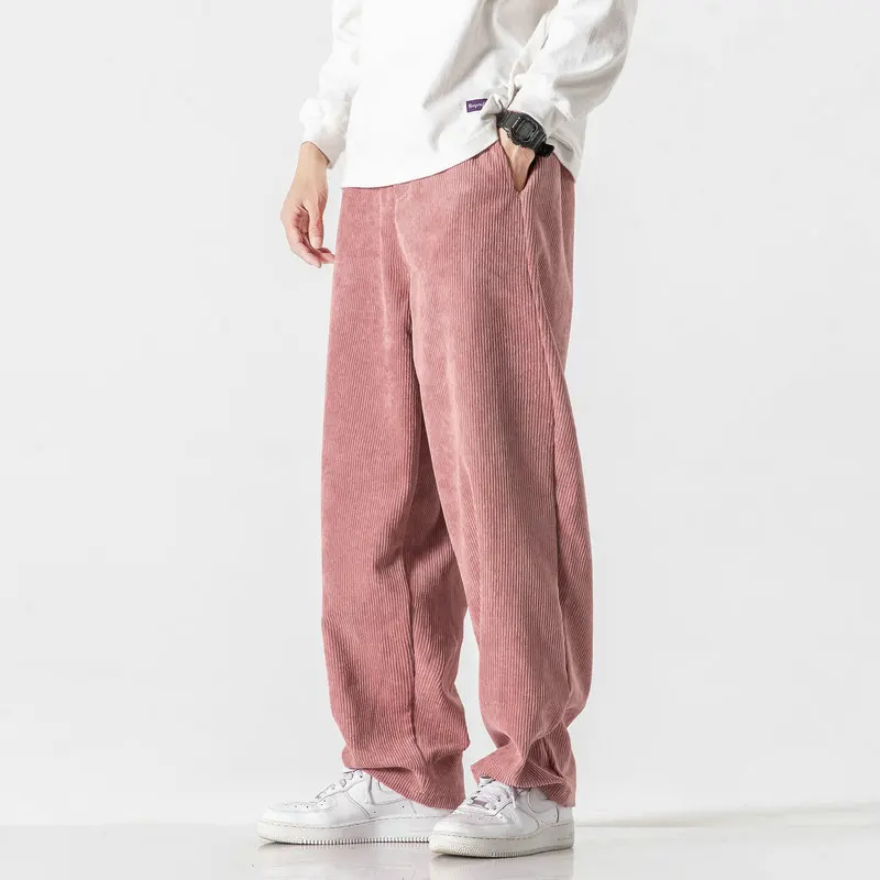 

Streetwear Corduroy Pants Men Casual Loose Staight Harlan Pants Fashion Pink Hip Hop Male Woman Trousers Sweatpants Big Size 5XL