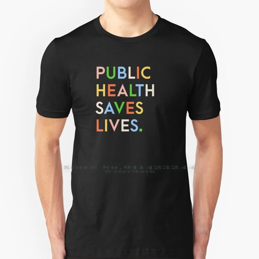 Public Health Saves Lives Modern Print 100% Cotton T Shirt Modern Rainbow 1960s Midcentury Vaccinate Vaccination Vaccines