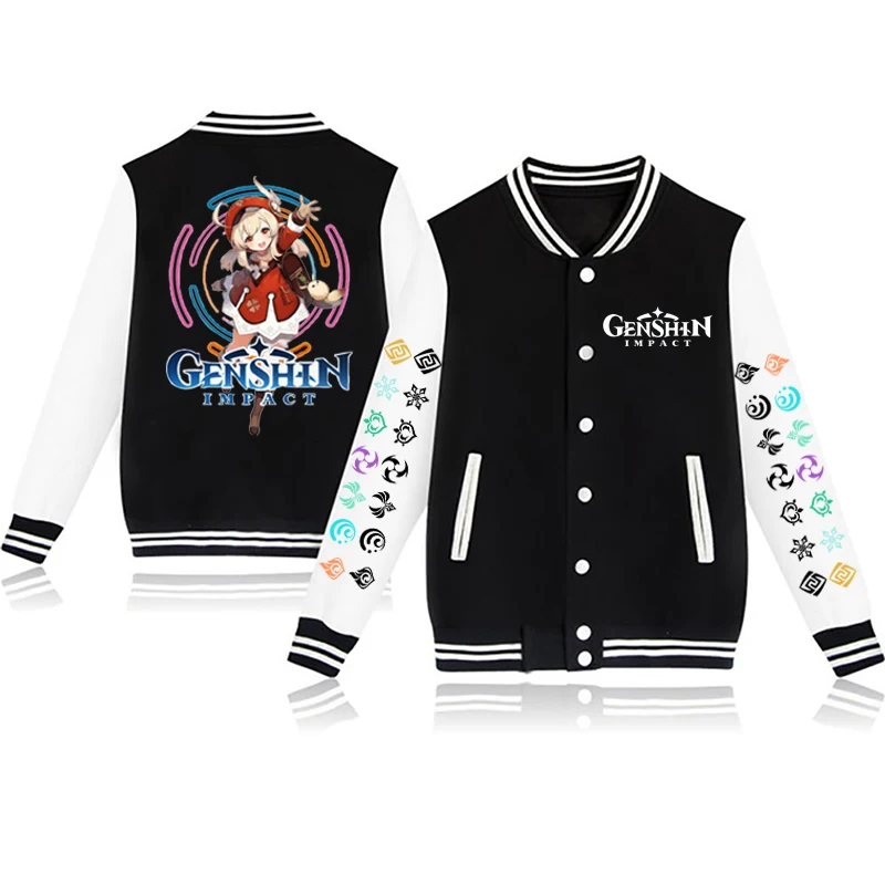 

Baseball Uniform Fleece Jacket Anime Genshin Impact Men's Bomber Jacket Winter Streetwear