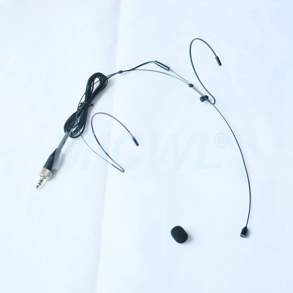 Mikrofon słuchawkowy z podwójnym zaczepem na ucho do kieszonkowego systemu bezprzewodowego Sennheiser SK100 G2 G3 G4 z blokadą 3,5 mm