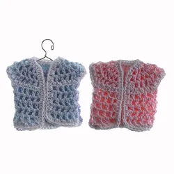 6pcs Handmade Mini Crochet Knitting Vest For Baby Shower Baptism Toy Dolls Fabric Crafts Decorations 7.0cm