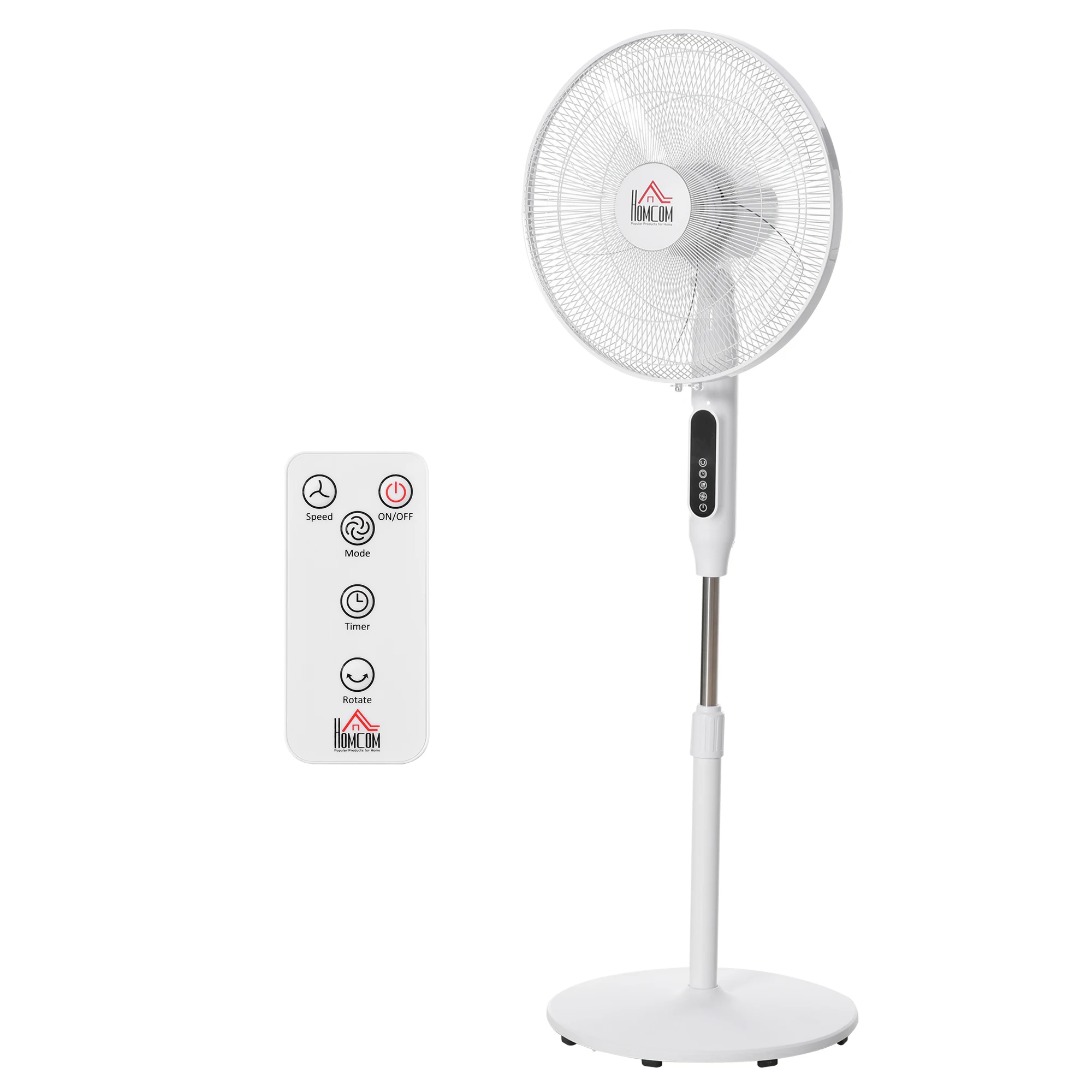 HOMCOM 40 cm/16 3 Modes 3 Speed Pedestal Fan Timer 85 ° LED Display