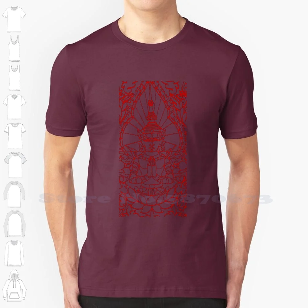 Lotus-Cambodia 100% Pure Cotton T-Shirt Lotus Buddhism Buddhist Prayer Religion Red Cambodia Khmer Travel Asia