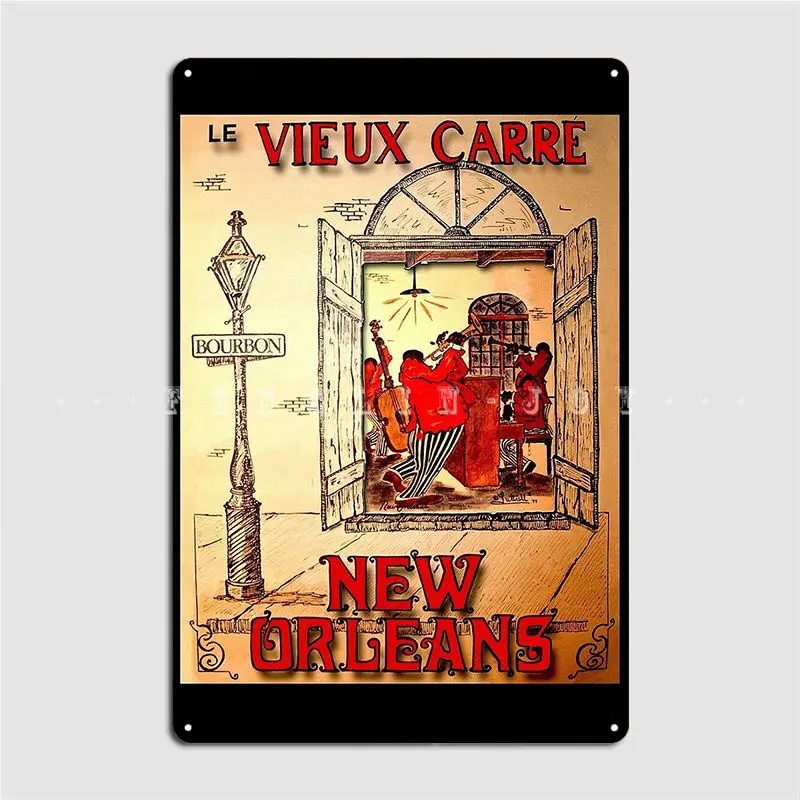 New Orleans: Vintage Mardi Gras Jazz Advertising Print Metal Sign Club Party Home Create Mural Painting Tin Sign Poster