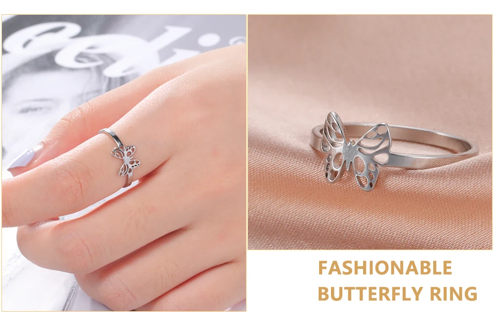 Skyrim Edelstahl Ring Herz Stern Blume Schmetterling Mondphase Geometrische Damen Fingerringe Hochzeitsgeschenk Großhandel – Detail 14