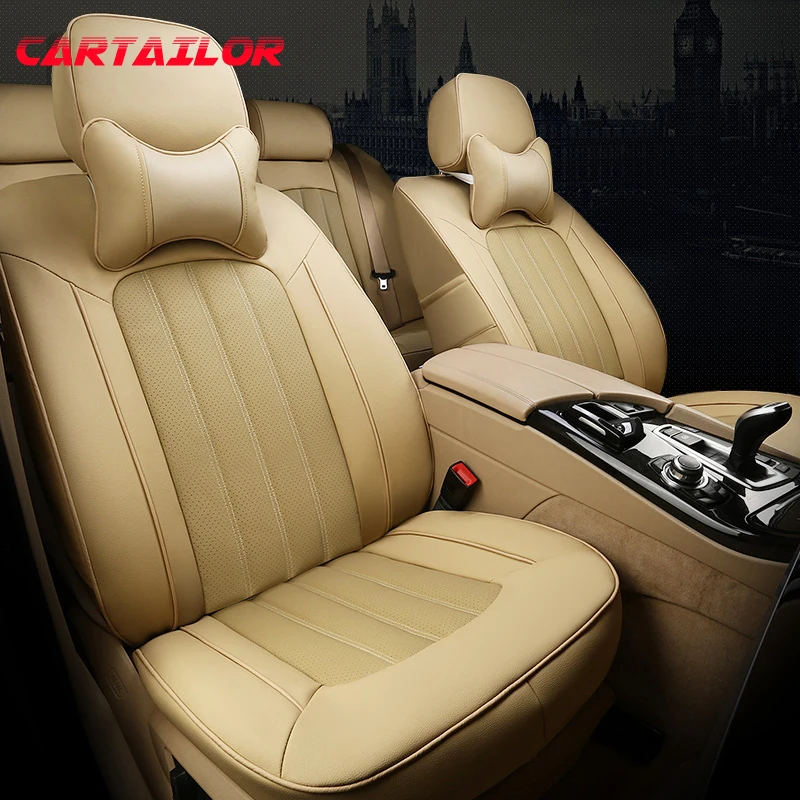 

CARTAILOR Cowhide Auto Seat Covers & Supports Interior Accessories for Jeep Cherokee Car Seat Cover Leather & Leatherette Set