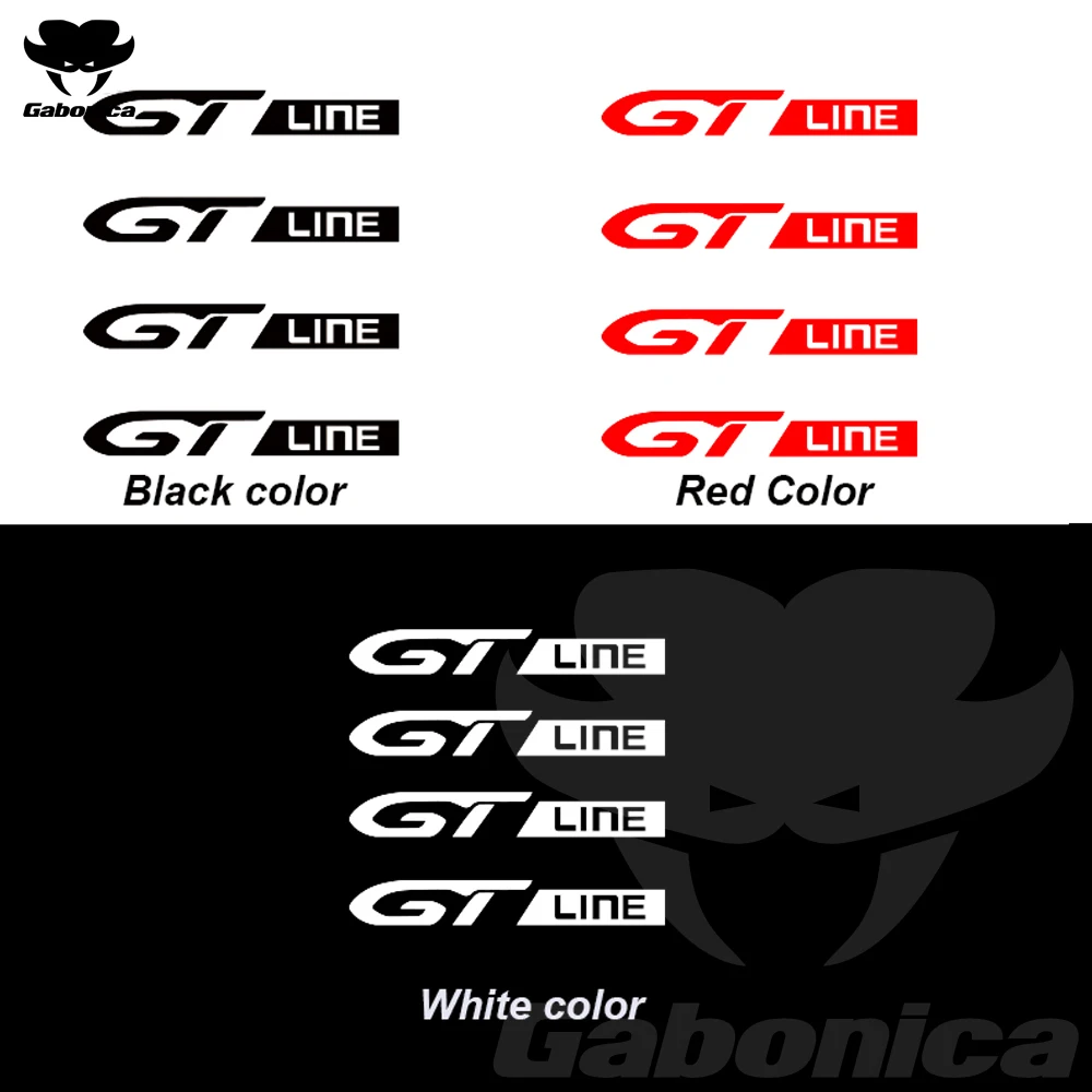 New 4pcs/Lot Car rim sticker GT GTLINE Car Wheel Sticker For Peugeot 108 208 308 408 508 2008 3008 4008 5008 Decal Accessories