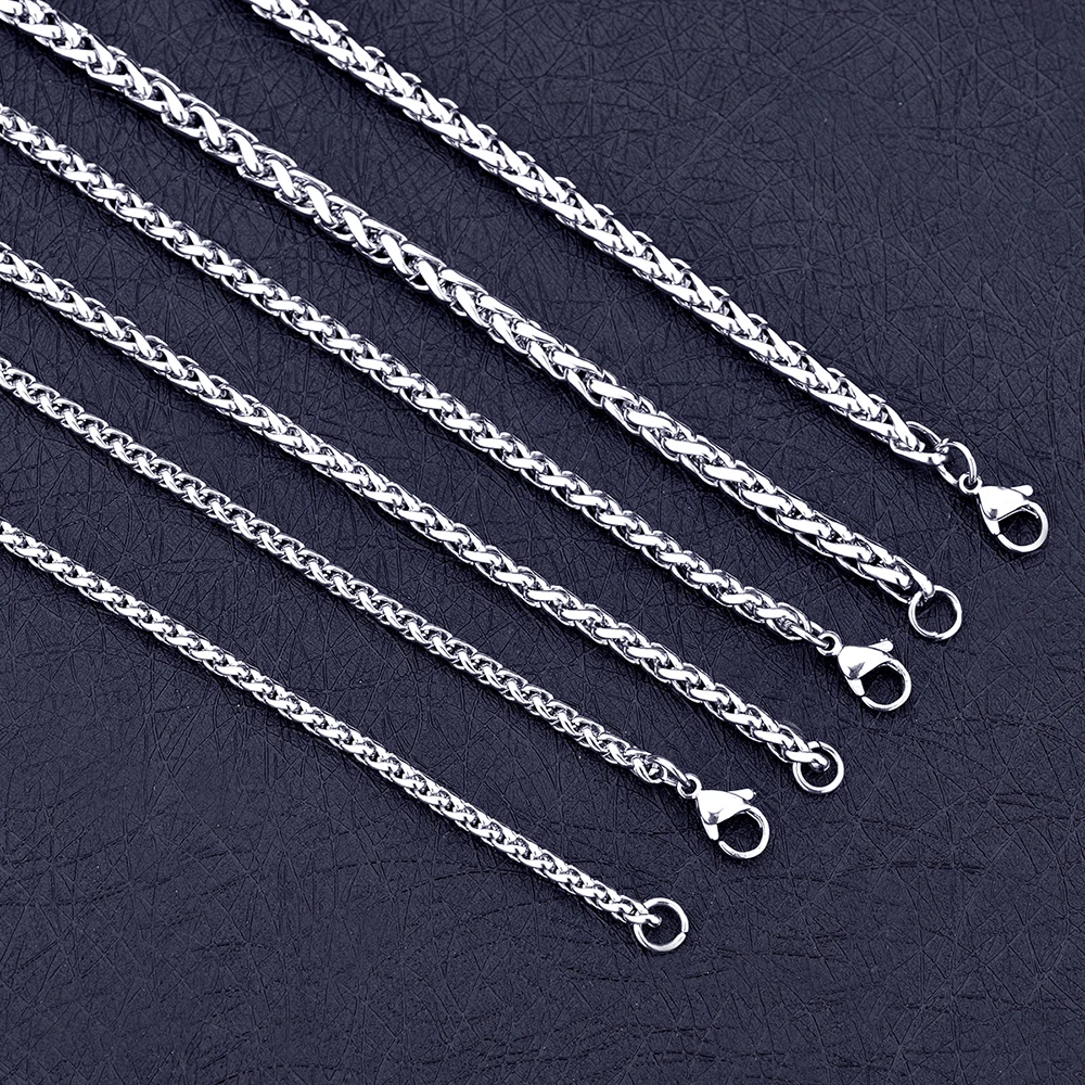 Wholesale Price Width 4MM Stainless Steel Chain Necklace For Men Fashion Hip-Hop Rock Style Gift Jewelry Titanium Steel Necklace