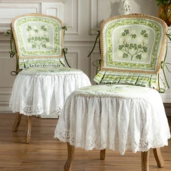 Elegant Light Green Chair Cover French American Backrest Cushion  Luxury Household Dining Table Seat Cover Small Fresh