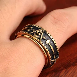 New Stainless Steel Jewelry Wholesale Men's Rings Vintage Turn Masonic Titanium Steel Rings