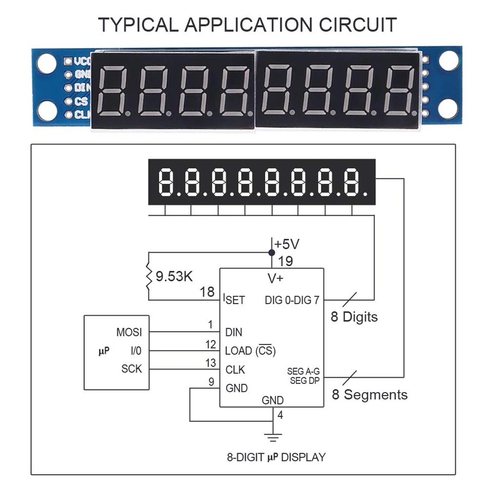 8 Digit 7 Segment Module MAX7219 8 Bit Digital Segment Tube LED Display Module For Arduino MCU/51/AVR/STM32