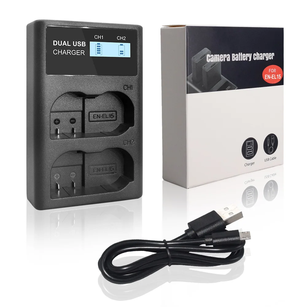 لنيكون EN-EL15 ENEL15 en-el15a EN EL15 LCD شاحن يو اس بي لنيكون كاميرا D500 D750 D7100 D7000 MH-25 MB-D15