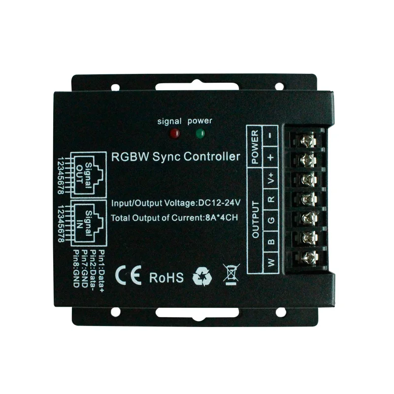 Rgbw/Rgb/Sync Dimmer Led Controller ;RJ45 Connector Werk Syn-Chronisch Rgbw/Rgb Sync Dimmer, Voor Led Strip