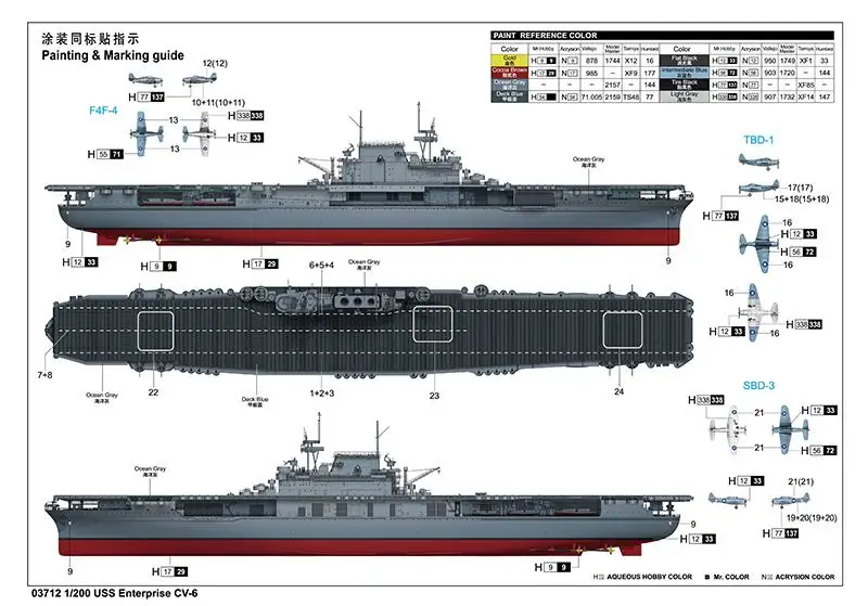 Trumpeter 03712 1:200 scale USS Enterprise CV-6 MODEL