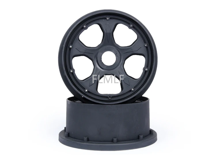 

Plastic Front Wheel Rim Black 2PC for 1/5 HPI ROVAN ROFUN KM BAJA 5B 5T 5SC BUGGY 2.0 RC CAR PARTS