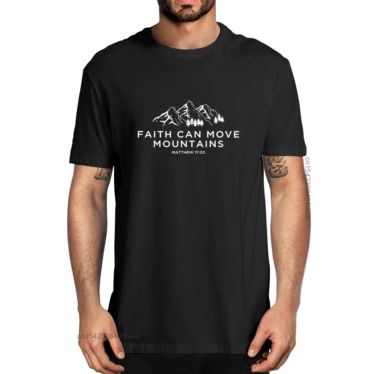 Faith Can Move Mountains Matthew 17:20 Christian Shirt Men's 100% Cotton Designer T-Shirts Unisex Humor Streetwear Women Tee