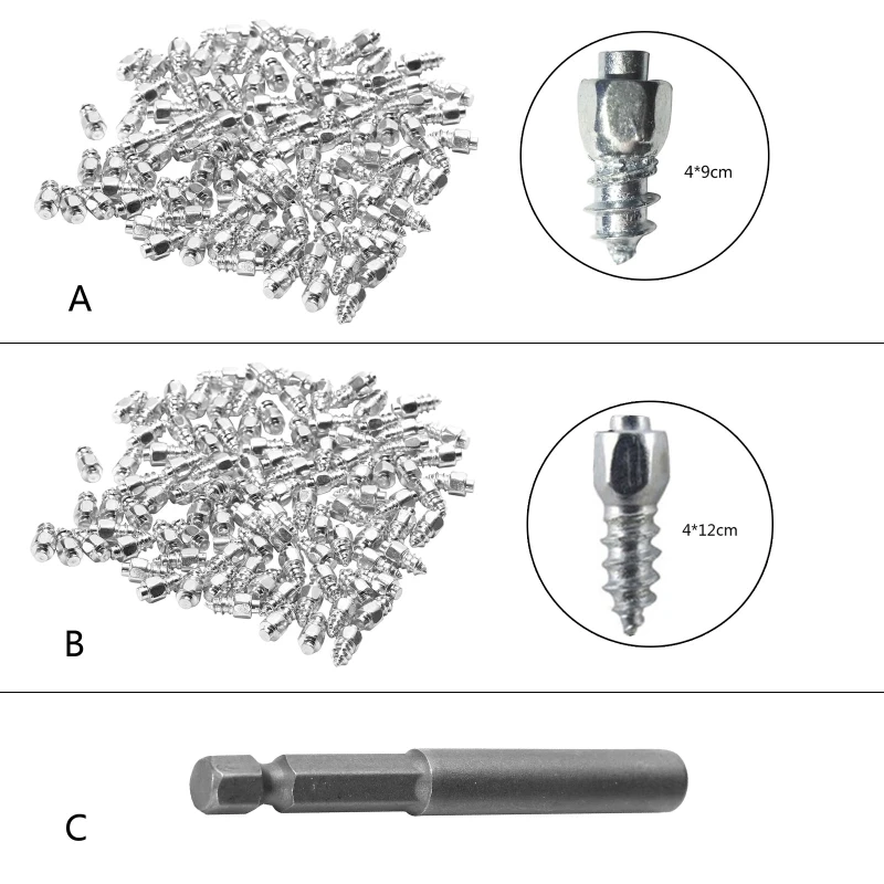 100Pcs Tire Studs Snow Spikes Bike Anti-Slip Screw Motorcycle Tire Spikes Winter Bicycle Anti-ice Supplies