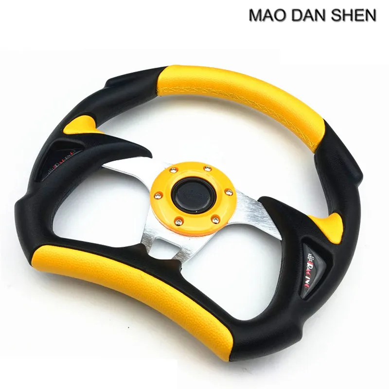 Car styling steering wheel / racing 13-inch steering wheel / universal PVC metal sports steering wheel black / silver / yellow