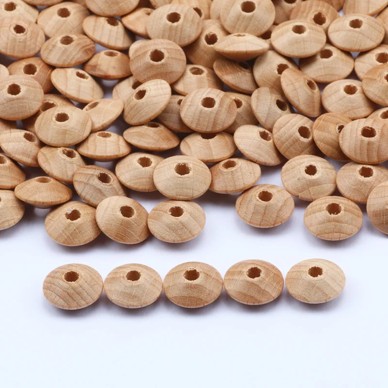 Cuentas espaciadoras redondas de madera de haya Natural, 13x6mm, cuentas sueltas de madera de Color para la fabricación de joyas, accesorios para