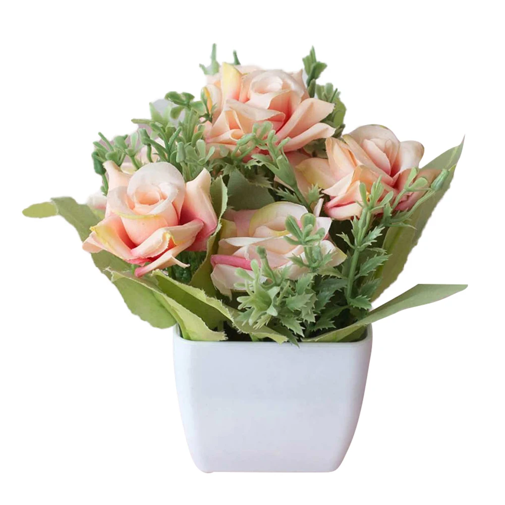 Hot Sales Beautiful Artificial Flower Pot Bonsai Stage Bridal Office Desk Love Hotel Wedding Arrangement Home Party Decor