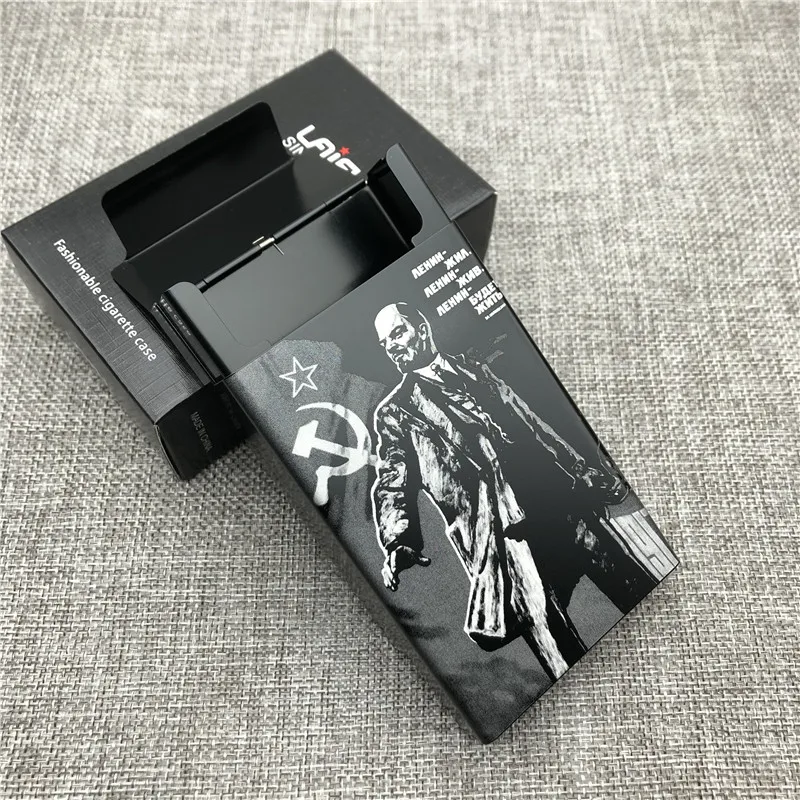 Customizd Lenin Russian Style Aluminium Alloy Cigarette Case Boxes Cigarette Box Laser Engraved Forever Diy Your Picture