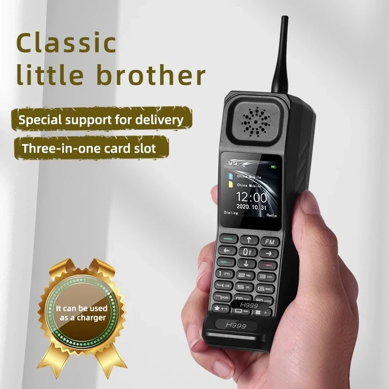 New Retro Cell phone H999 Dual Sim Card Loud Speaker FM Radio MP3 MP4 Strong Torch Power Bank Mini Mobile Phones