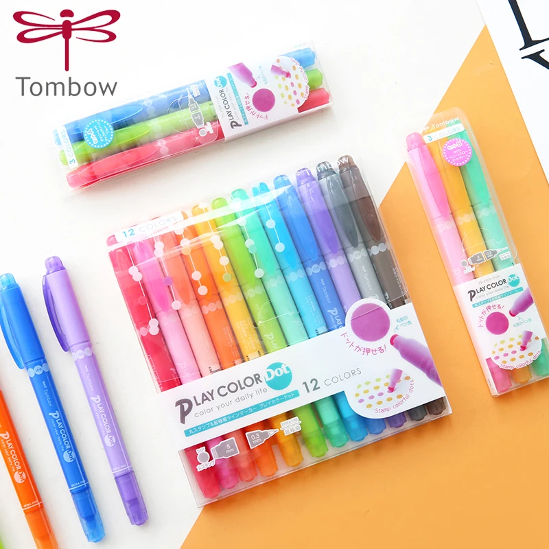 1pcs Japan TOMBOW WS-PD Dot Fluorescent Marker Double-headed Watercolor Pen Punching Hand Pen Multicolor Optional