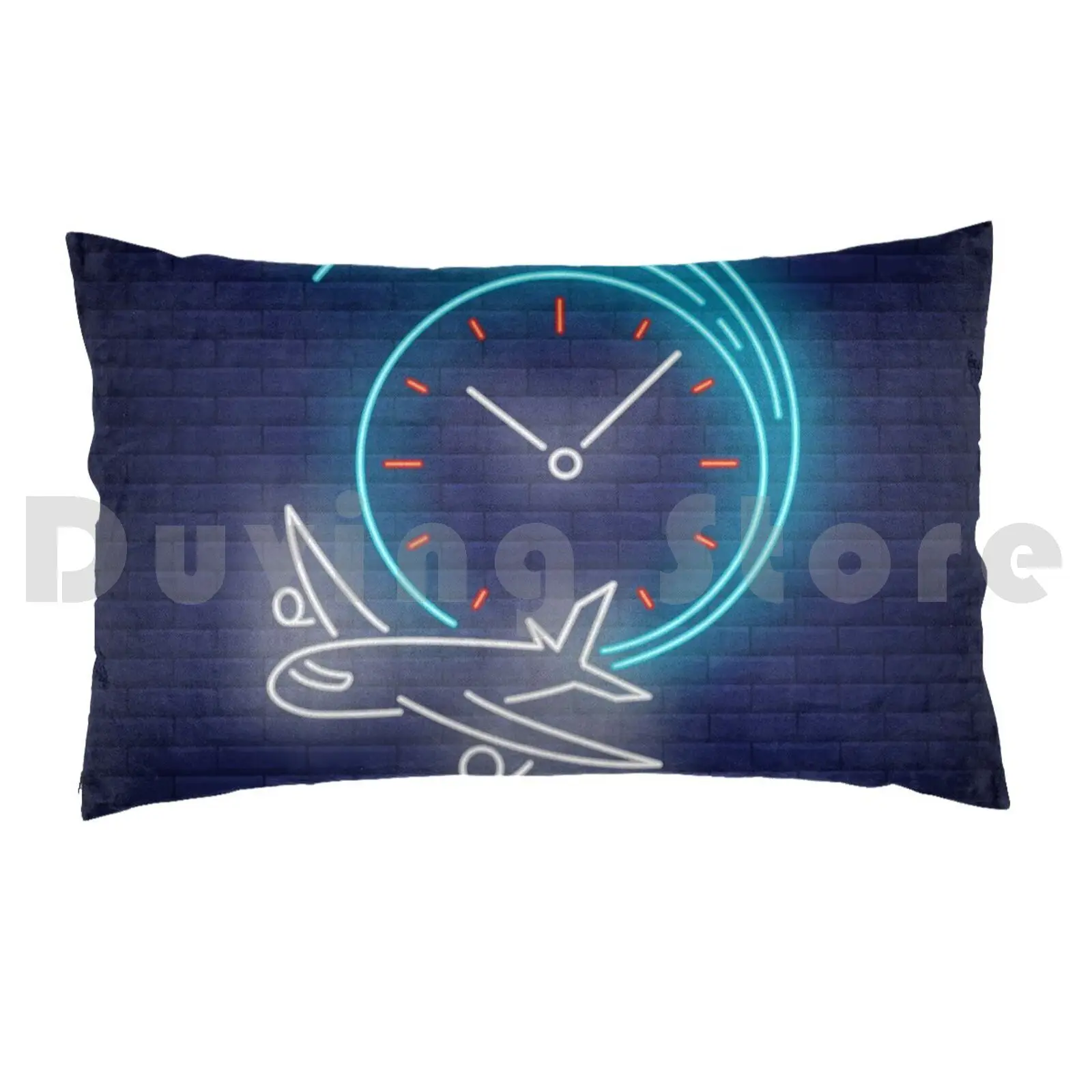 Neon #2 Pillow Case DIY 50*70 Neon Cool Time Airplane Coolstuff Airlane Blue Flight