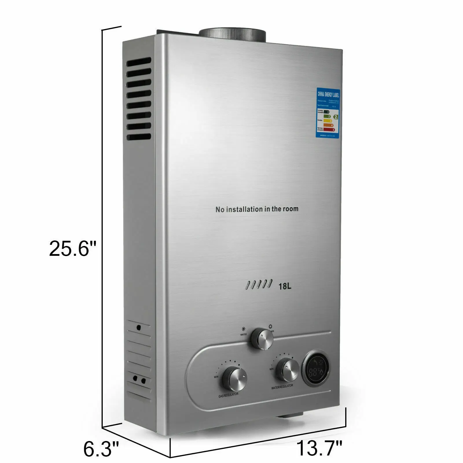 Nuovo 18L Riscaldatore di Acqua Calda Gas Propano GPL On-Demand Riscaldatore di Acqua Senza Serbatoio Digitale Casa Bagno Soffione doccia