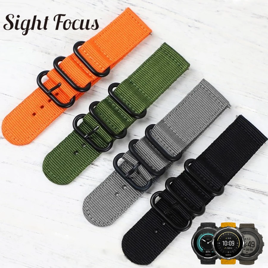 Sight Focus Quick Release Pins 24mm Nylon Watch Strap for Suunto Traverse Alpha Watchband Suunto 9/Baro Spartan Sport Watch Band