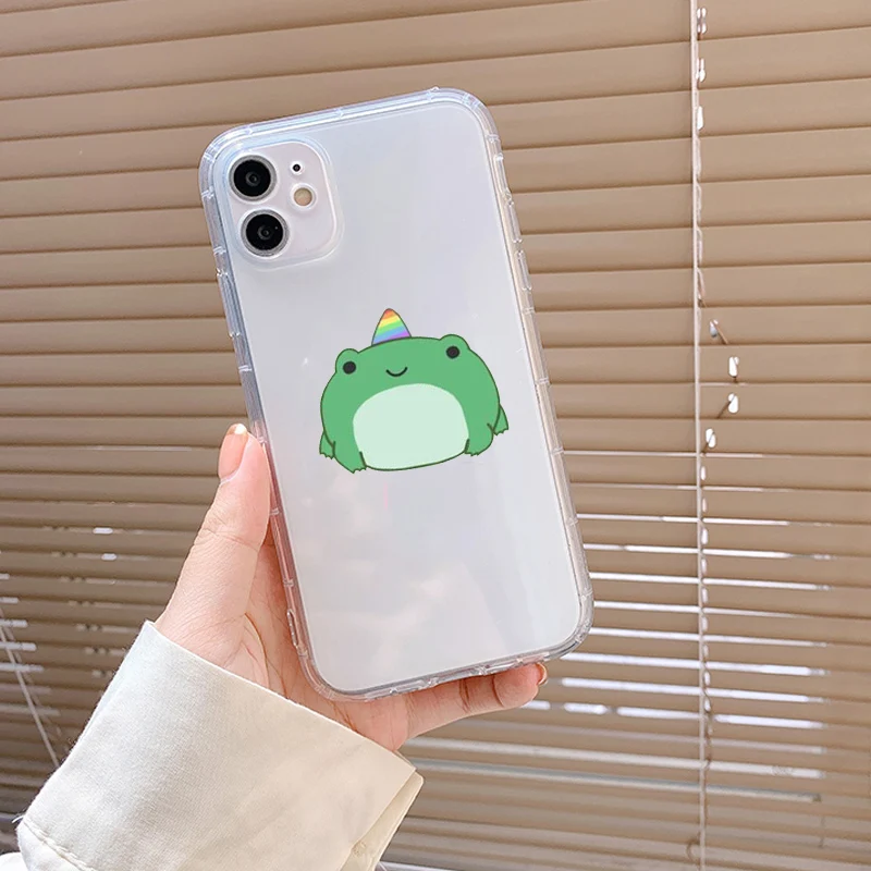 Mint Green Funny The Frog Cute Cartoon Phone Case for IPhone 11 12 Mini Pro XS MAX 8 7 6 6S Plus X SE 20 13 XR Shockproof Cover