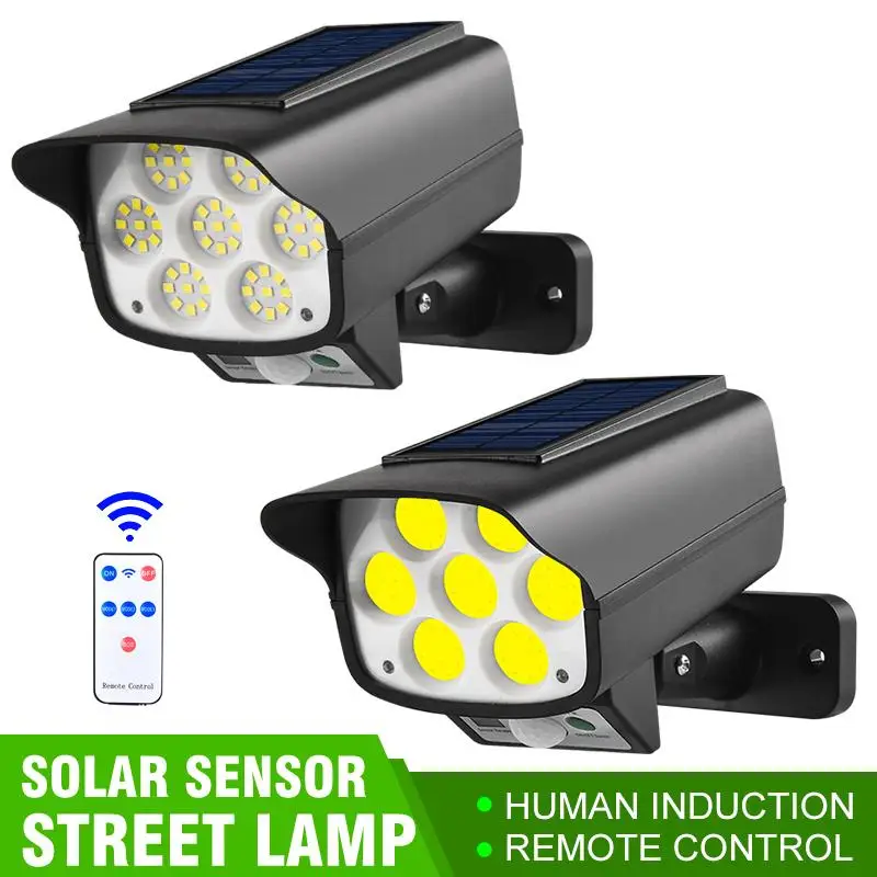 

Remote Control 63LED Solar Powered Light Outdoors 360 Rotating Simulation Monitor Waterproof Human Body Induction Solar Lamp