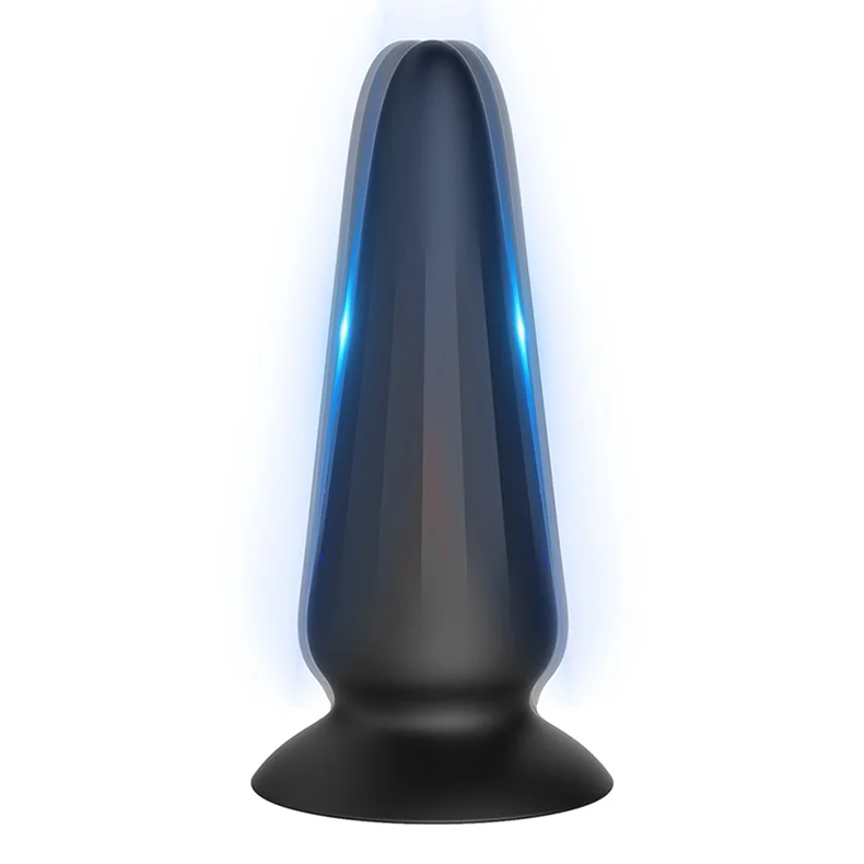 Moonuo Silica Black Remote Control Cone Anal Plug Vibrator Wireless USB Charge Waterproof Male Masturbator Sex Toys