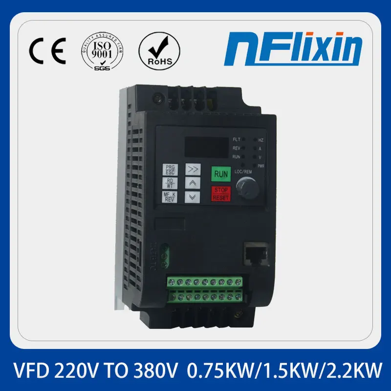 Conversor de Frequência de Vfd Monofásico Entrada 220v 380v Saída 2200w 5a a 91001t300220g