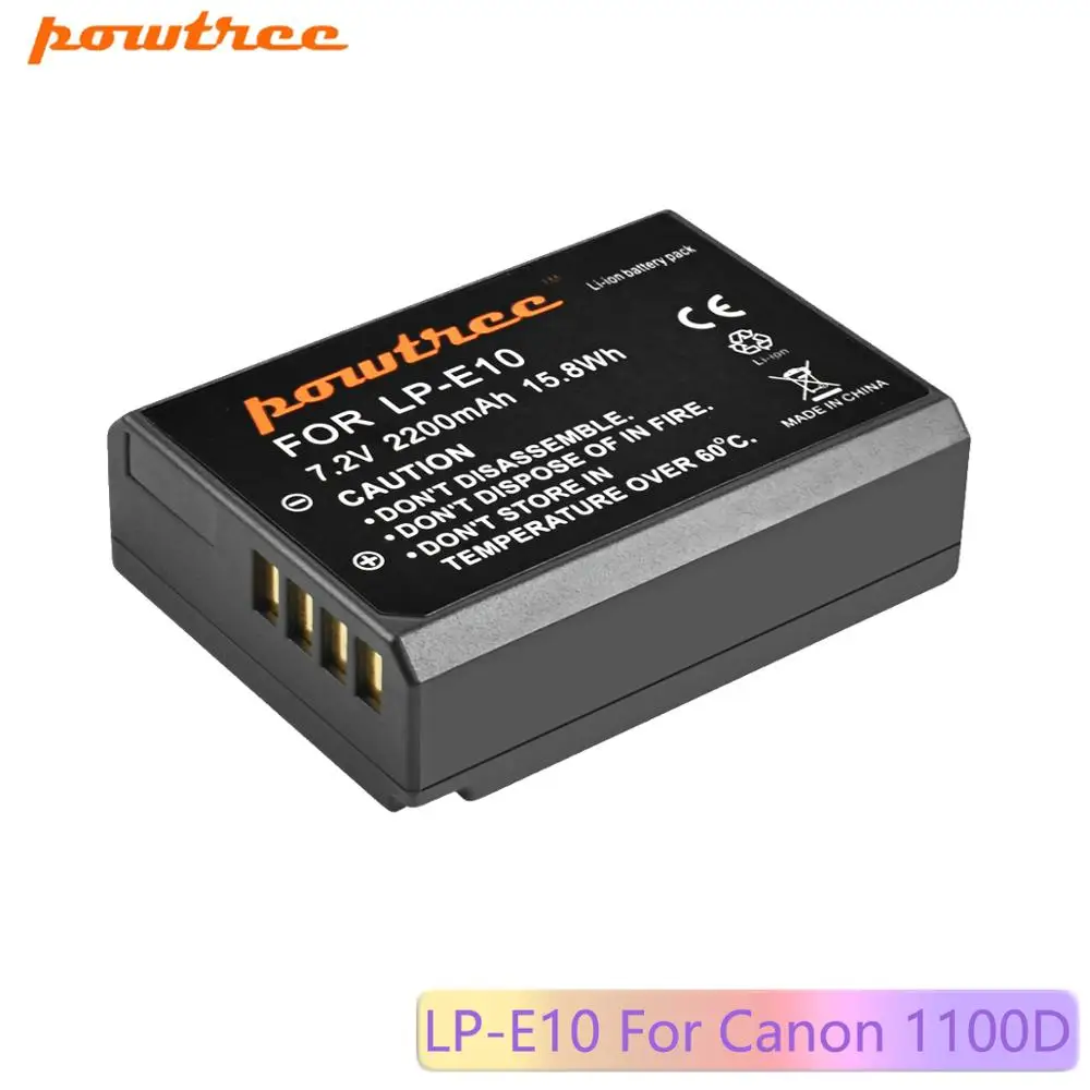 Powtree 2200mAh LP-E10 LP E10 LPE10 batteria per fotocamera digitale per Canon 1100D 1200D 1300D Rebel T3 T5 KISS X50 X70 batteria
