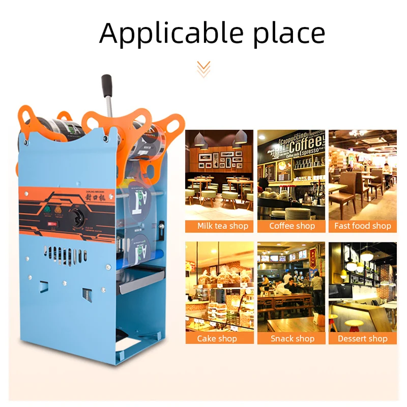 220V Manual Plastic or Paper Bubble Tea Cup Sealing Machine  Commercial Use PP/paper Mater Sealing Machine Seal 9 / 9.5cm