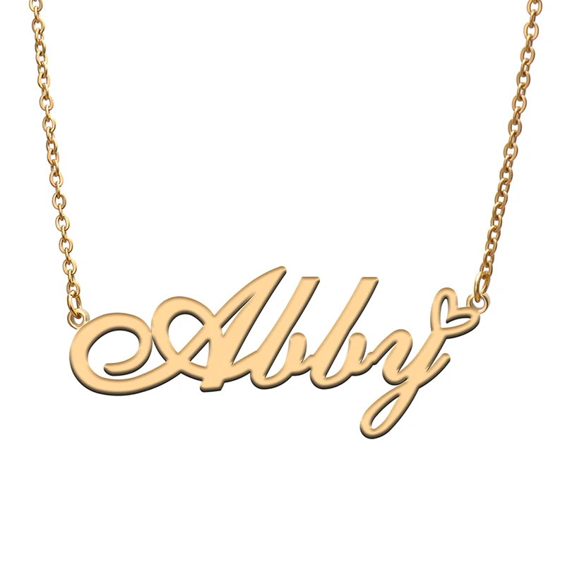 

Abby Name Tag Necklace Personalized Pendant Jewelry Gifts for Mom Daughter Girl Friend Birthday Christmas Party Present
