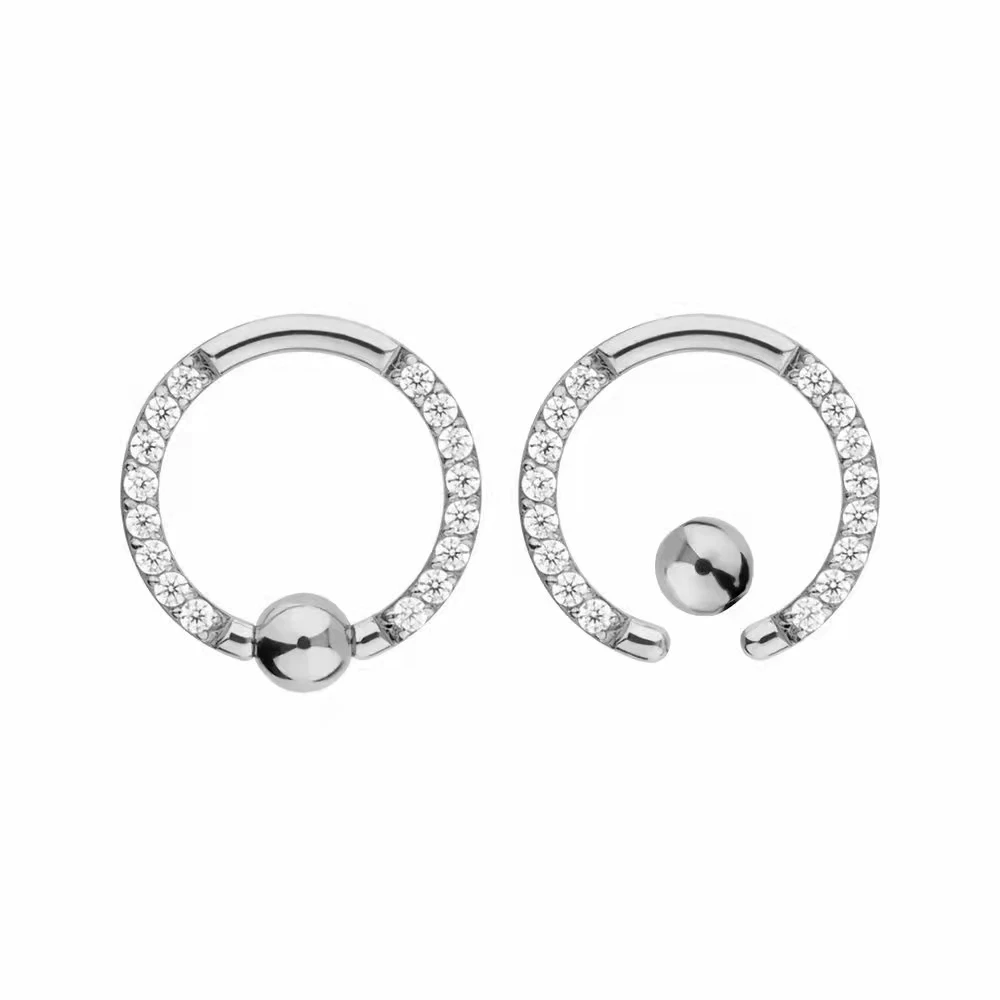 10pcs Body Piercing Jewelry  - 16G G23 Titanium CZ BCR Nose  Ring Ear Helix Daith Cartilage Tragus Earring Nose Ear Hoop Ring